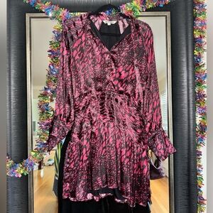 Walter Baker Beth Leopard Print Dress in Magenta & Black